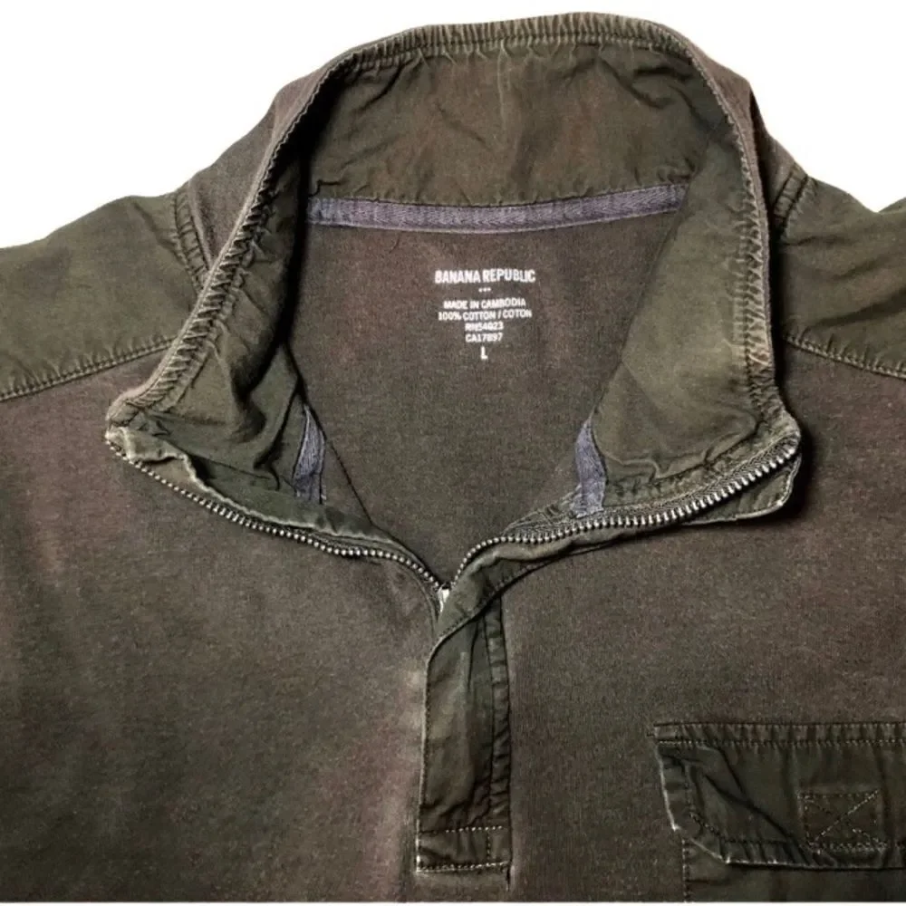 Banana Republic Long Sleeve Cotton Pullover in Faded Olive Green Men’s Large
